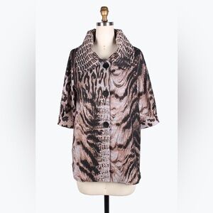 Damee Cheetah Animal Print Swing Jacket Button-Up M Like New!! Classic STUNNING
